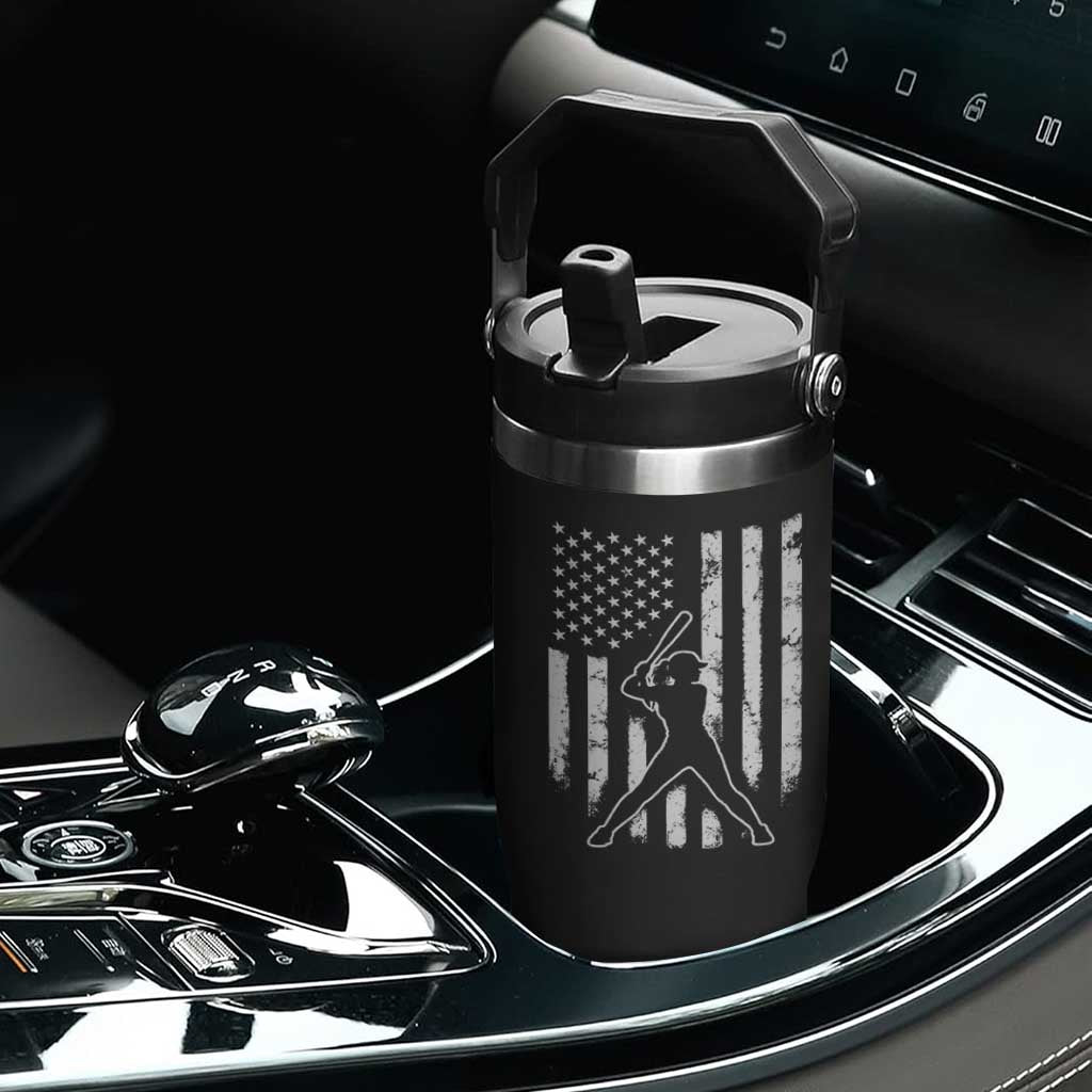 Vintage Patriotic Softball Flip Straw Tumbler Girls Baseball Softball Player American Flag TS10 Print Your Wear