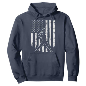 Vintage Patriotic Softball Hoodie Girls Baseball Softball Player American Flag TS10 Navy Print Your Wear