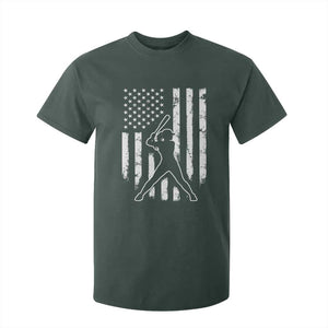 Vintage Patriotic Softball T Shirt For Kid Girls Baseball Softball Player American Flag TS10 Dark Forest Green Print Your Wear