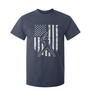 Vintage Patriotic Softball T Shirt For Kid Girls Baseball Softball Player American Flag TS10 Navy Print Your Wear