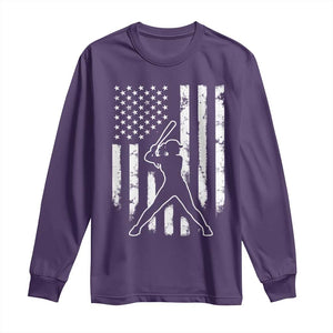 Vintage Patriotic Softball Long Sleeve Shirt Girls Baseball Softball Player American Flag TS10 Purple Print Your Wear
