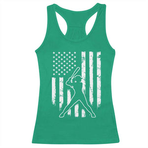 Vintage Patriotic Softball Racerback Tank Top Girls Baseball Softball Player American Flag TS10 Irish Green Print Your Wear