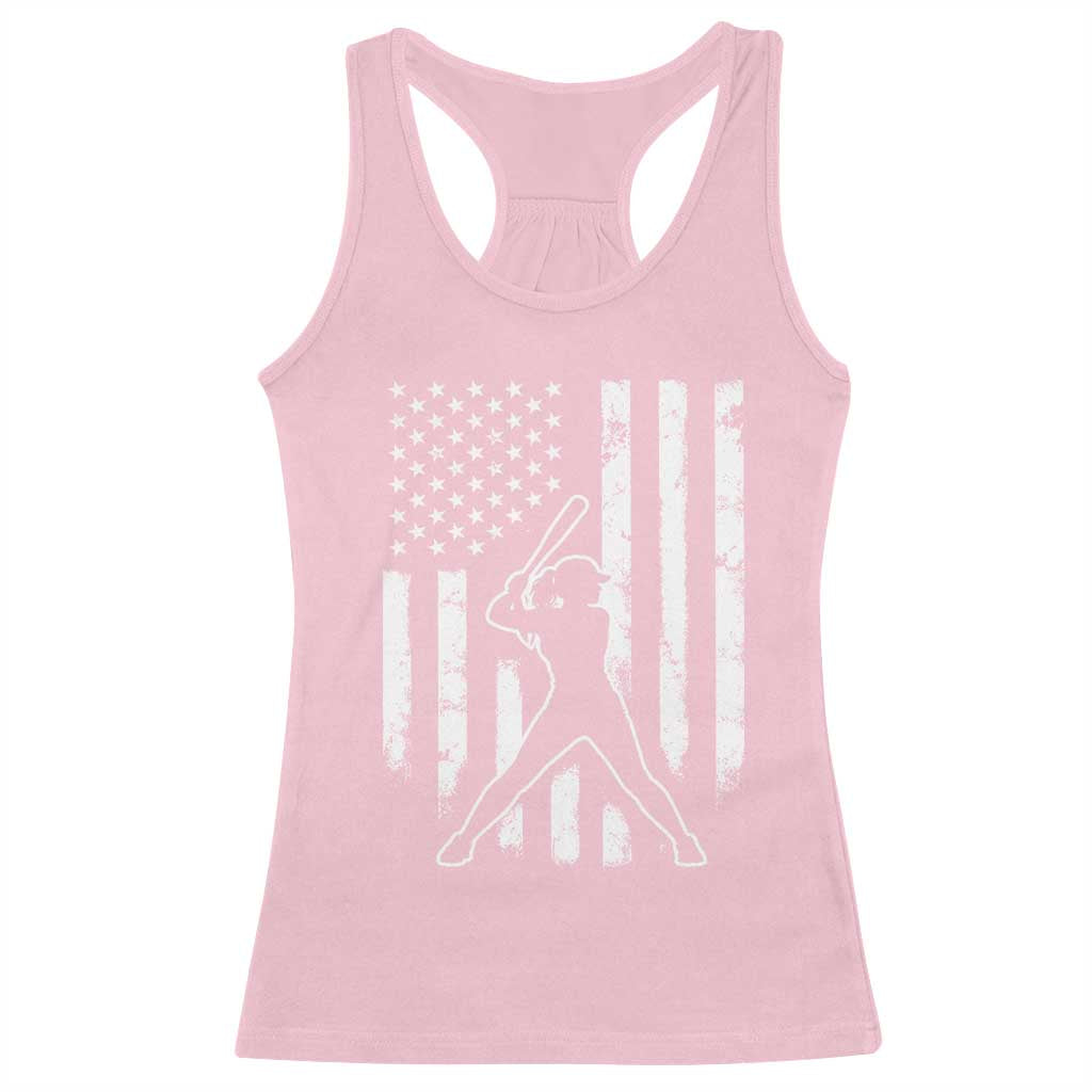 Vintage Patriotic Softball Racerback Tank Top Girls Baseball Softball Player American Flag TS10 Light Pink Print Your Wear