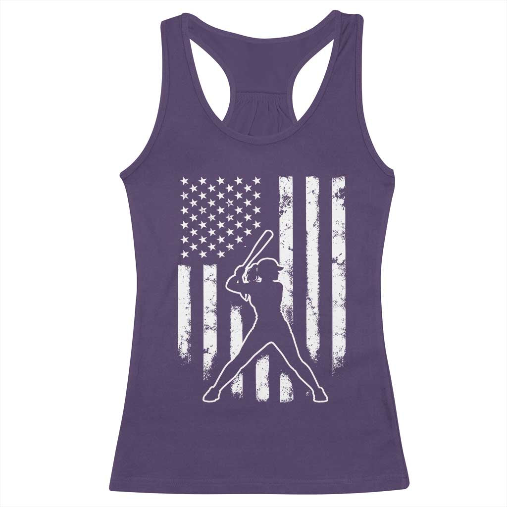 Vintage Patriotic Softball Racerback Tank Top Girls Baseball Softball Player American Flag TS10 Purple Print Your Wear