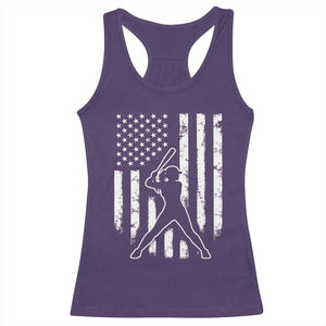 Vintage Patriotic Softball Racerback Tank Top Girls Baseball Softball Player American Flag TS10 Purple Print Your Wear