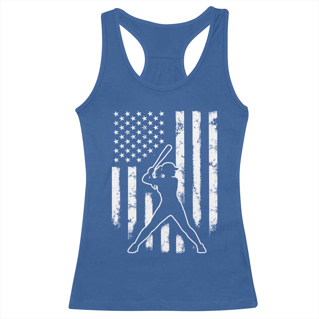 Vintage Patriotic Softball Racerback Tank Top Girls Baseball Softball Player American Flag TS10 Royal Blue Print Your Wear