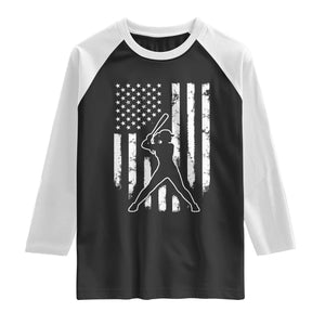Vintage Patriotic Softball Raglan Shirt Girls Baseball Softball Player American Flag TS10 Black White Print Your Wear