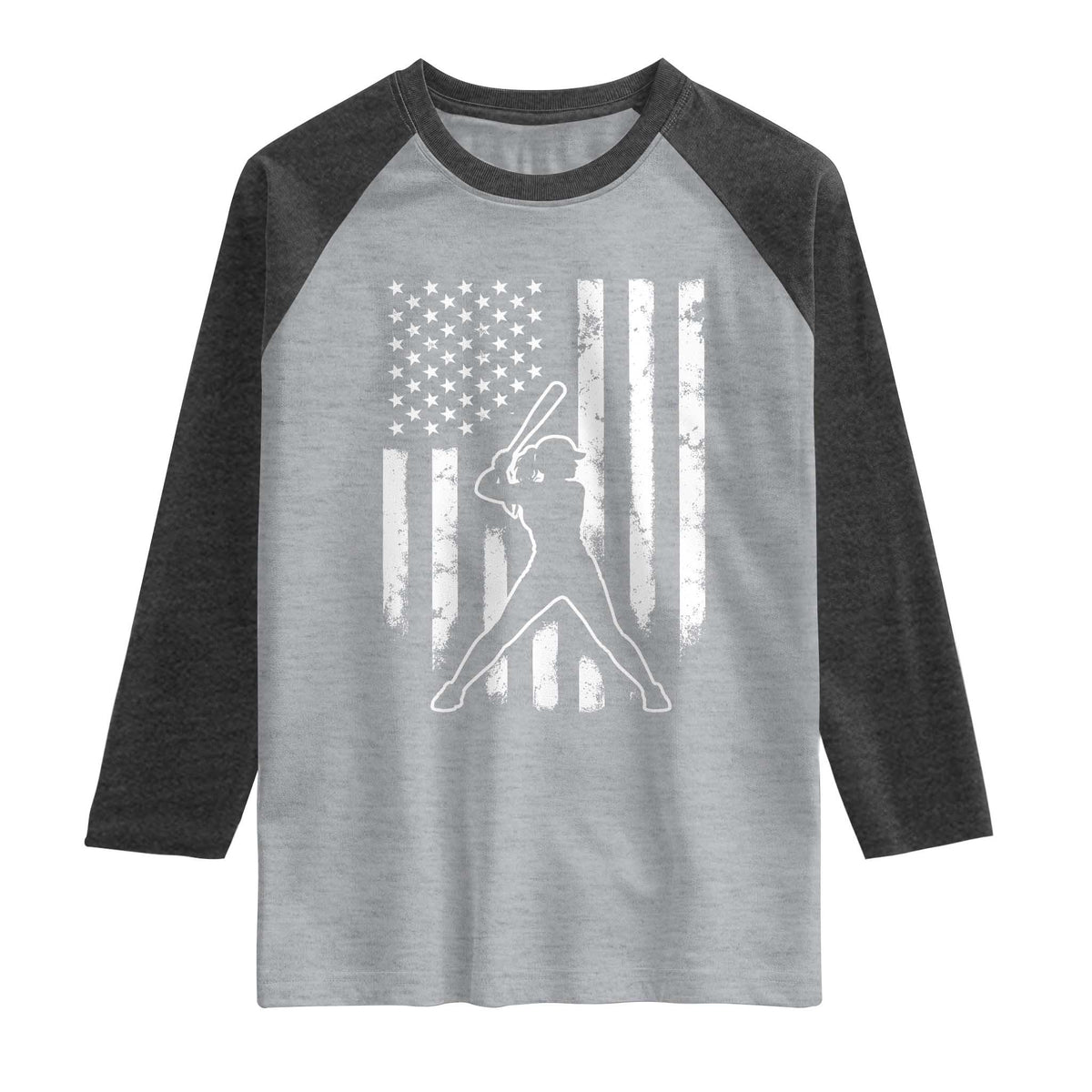 Vintage Patriotic Softball Raglan Shirt Girls Baseball Softball Player American Flag TS10 Heather Gray Heather Charcoal Print Your Wear