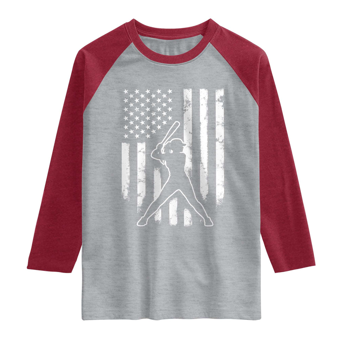 Vintage Patriotic Softball Raglan Shirt Girls Baseball Softball Player American Flag TS10 Heather Gray Heather Red Print Your Wear