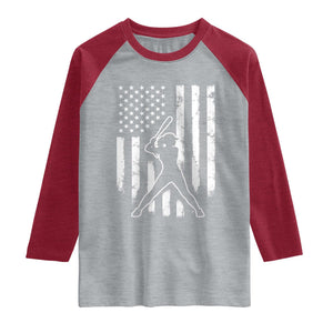 Vintage Patriotic Softball Raglan Shirt Girls Baseball Softball Player American Flag TS10 Heather Gray Heather Red Print Your Wear