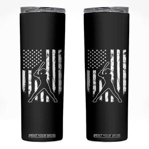 Vintage Patriotic Softball Skinny Tumbler Girls Baseball Softball Player American Flag TS10 Black Print Your Wear
