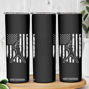 Vintage Patriotic Softball Skinny Tumbler Girls Baseball Softball Player American Flag TS10 Print Your Wear
