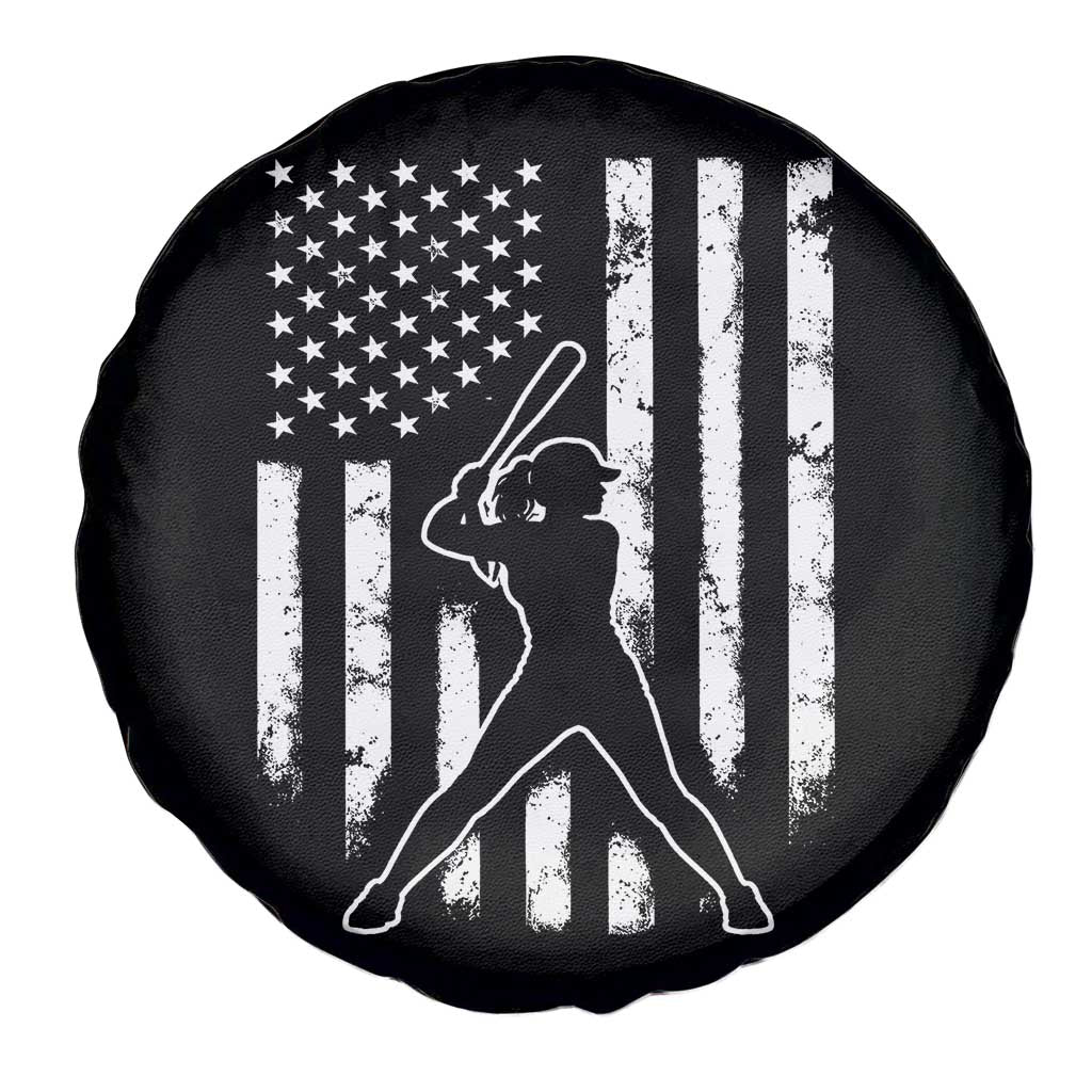 Vintage Patriotic Softball Spare Tire Cover Girls Baseball Softball Player American Flag TS10 Print Your Wear