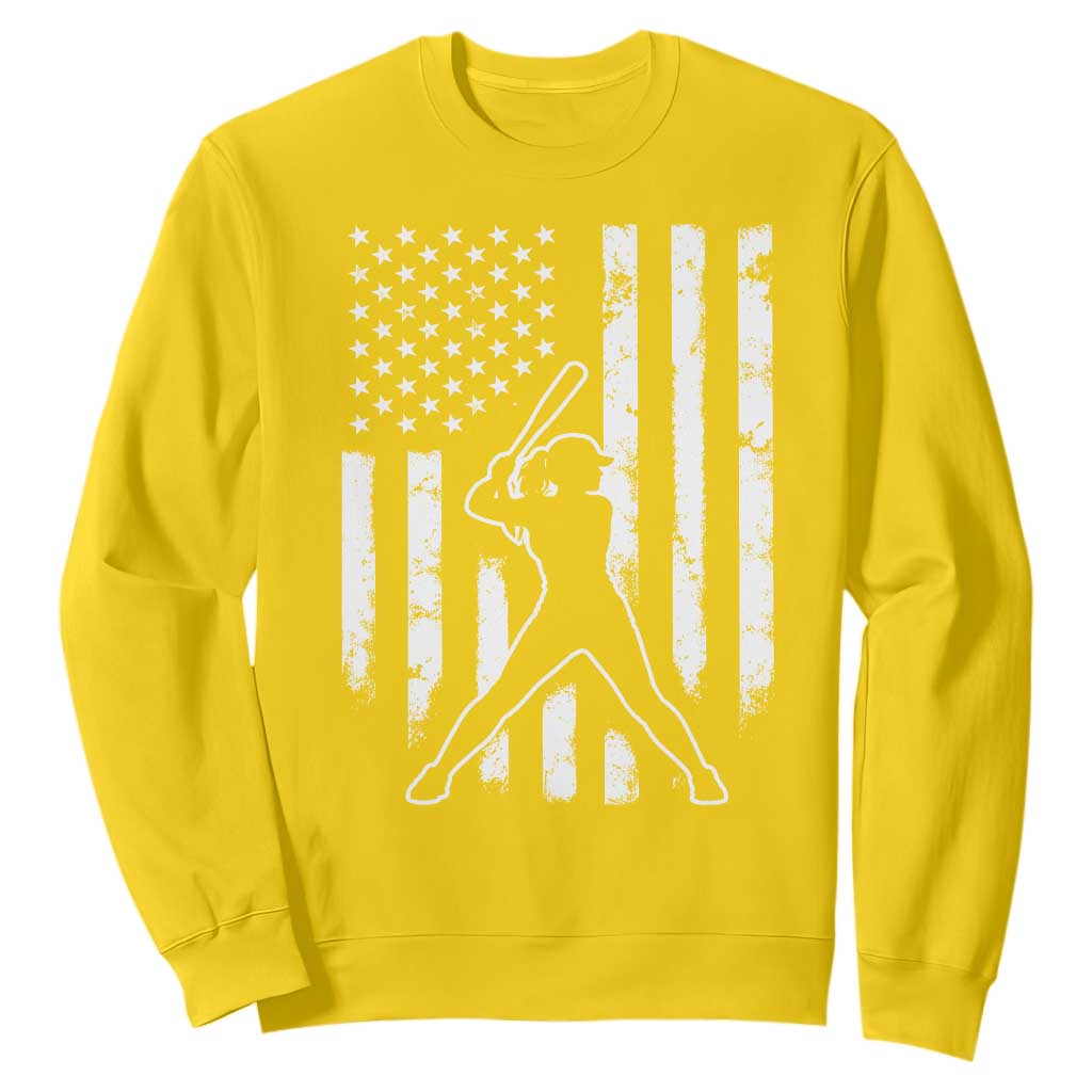 Vintage Patriotic Softball Sweatshirt Girls Baseball Softball Player American Flag TS10 Daisy Print Your Wear