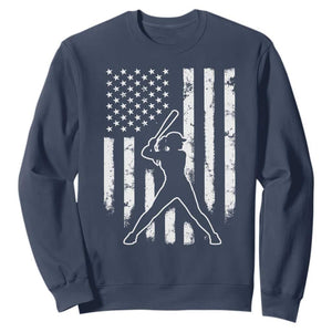 Vintage Patriotic Softball Sweatshirt Girls Baseball Softball Player American Flag TS10 Navy Print Your Wear