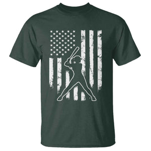 Vintage Patriotic Softball T Shirt Girls Baseball Softball Player American Flag TS10 Dark Forest Green Print Your Wear