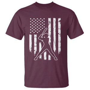 Vintage Patriotic Softball T Shirt Girls Baseball Softball Player American Flag TS10 Maroon Print Your Wear