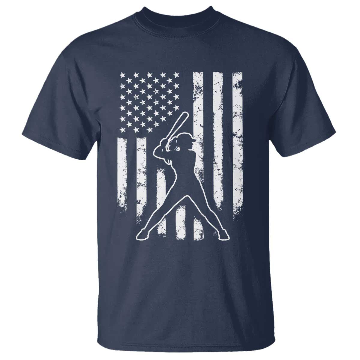 Vintage Patriotic Softball T Shirt Girls Baseball Softball Player American Flag TS10 Navy Print Your Wear