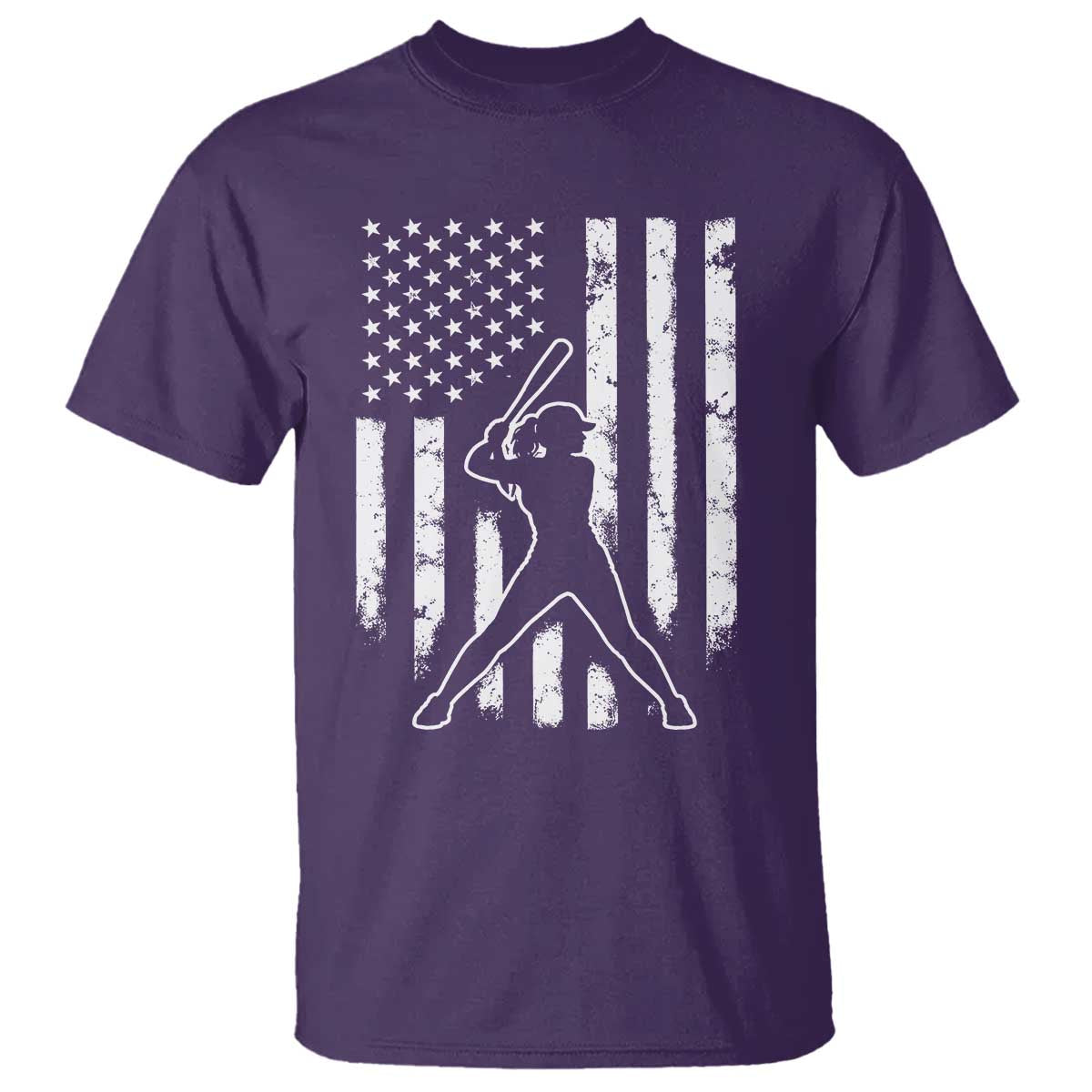 Vintage Patriotic Softball T Shirt Girls Baseball Softball Player American Flag TS10 Purple Print Your Wear
