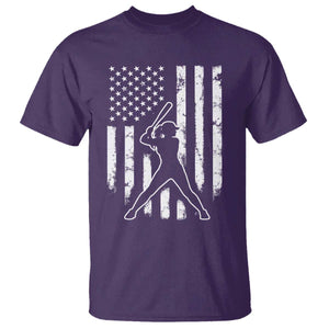 Vintage Patriotic Softball T Shirt Girls Baseball Softball Player American Flag TS10 Purple Print Your Wear
