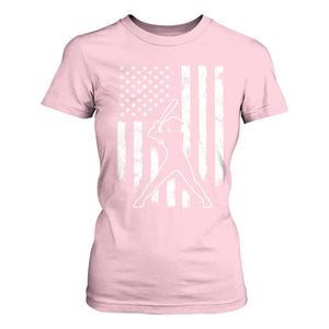 Vintage Patriotic Softball T Shirt For Women Girls Baseball Softball Player American Flag TS10 Light Pink Print Your Wear
