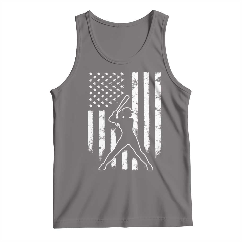 Vintage Patriotic Softball Tank Top Girls Baseball Softball Player American Flag TS10 Deep Heather Print Your Wear