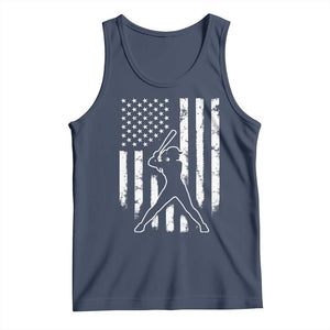 Vintage Patriotic Softball Tank Top Girls Baseball Softball Player American Flag TS10 Navy Print Your Wear