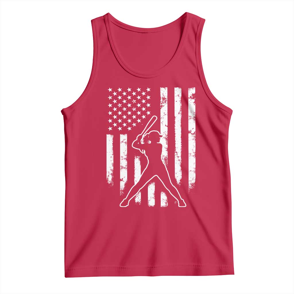 Vintage Patriotic Softball Tank Top Girls Baseball Softball Player American Flag TS10 Red Print Your Wear