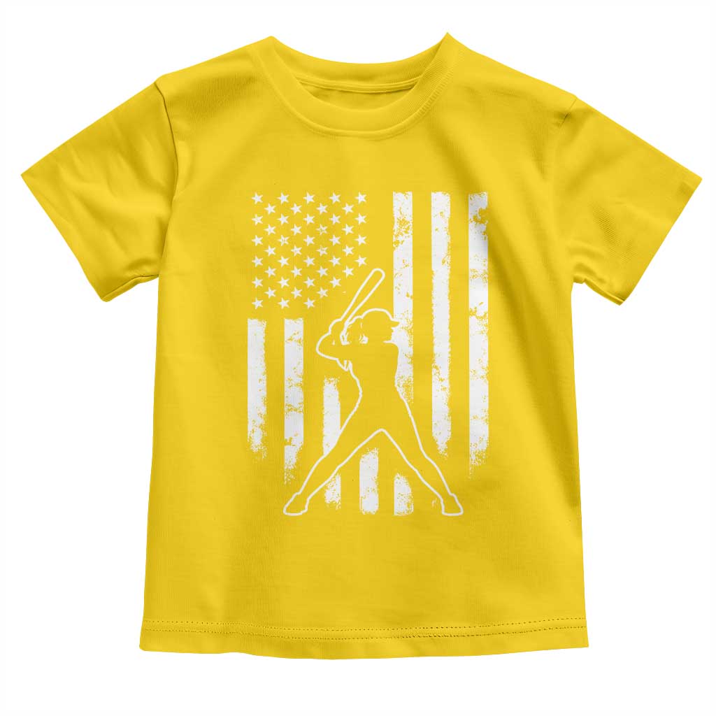 Vintage Patriotic Softball Toddler T Shirt Girls Baseball Softball Player American Flag TS10 Daisy Print Your Wear