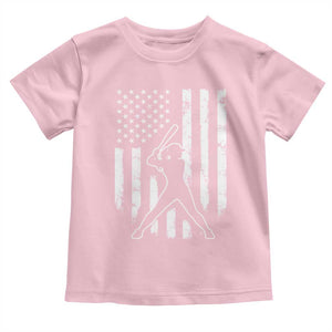 Vintage Patriotic Softball Toddler T Shirt Girls Baseball Softball Player American Flag TS10 Light Pink Print Your Wear