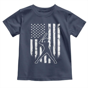 Vintage Patriotic Softball Toddler T Shirt Girls Baseball Softball Player American Flag TS10 Navy Print Your Wear