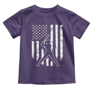 Vintage Patriotic Softball Toddler T Shirt Girls Baseball Softball Player American Flag TS10 Purple Print Your Wear
