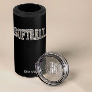 Camo Softball 4 in 1 Can Cooler Tumbler Vintage Camouflage Softball Varsity Game Day TS10 Print Your Wear
