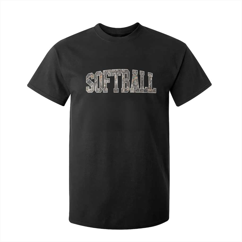 Camo Softball T Shirt For Kid Vintage Camouflage Softball Varsity Game Day TS10 Black Print Your Wear