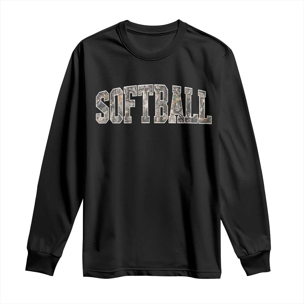 Camo Softball Long Sleeve Shirt Vintage Camouflage Softball Varsity Game Day TS10 Black Print Your Wear