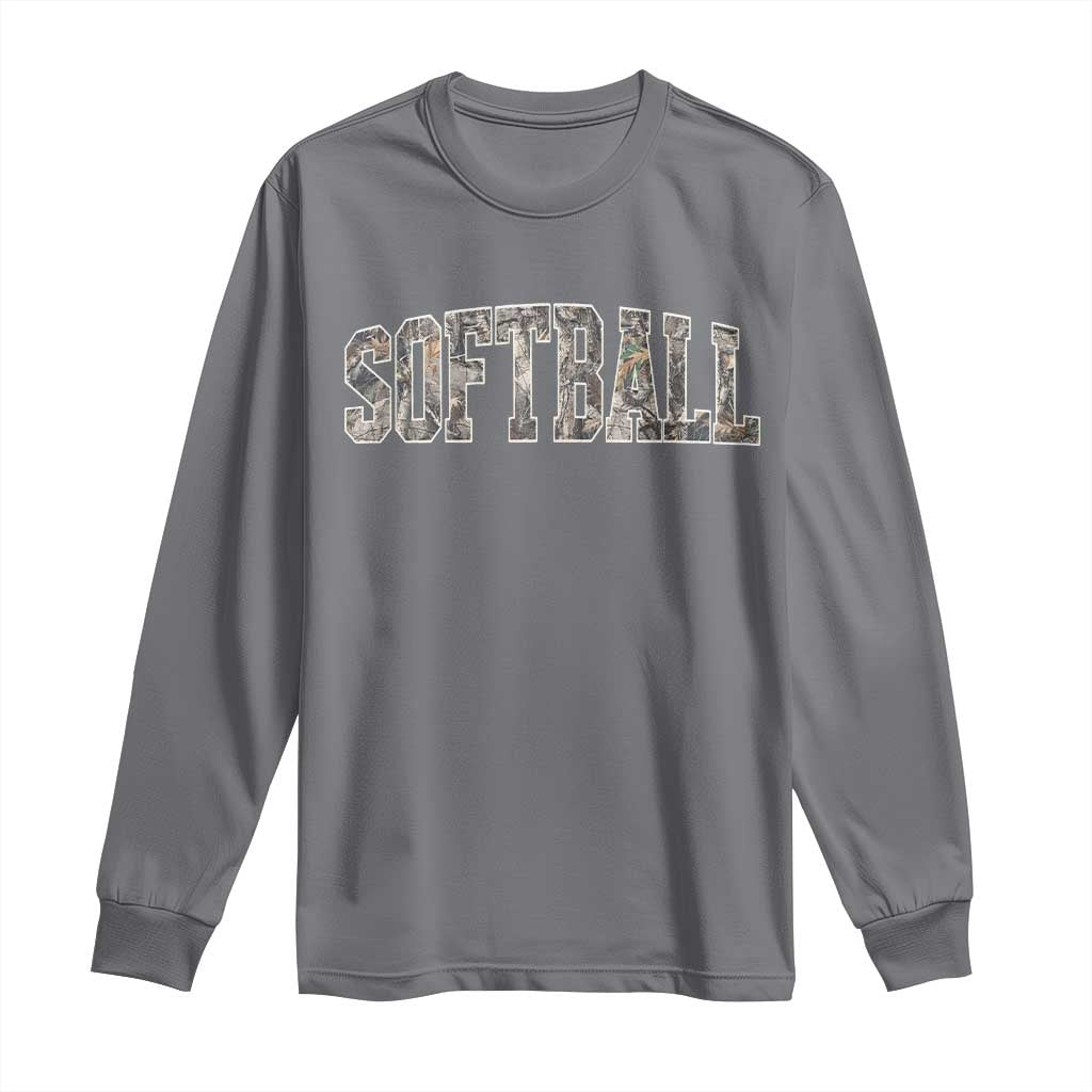 Camo Softball Long Sleeve Shirt Vintage Camouflage Softball Varsity Game Day TS10 Charcoal Print Your Wear