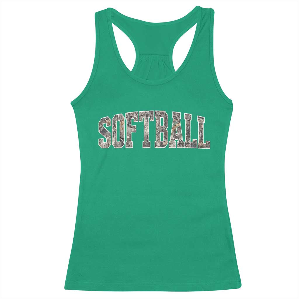 Camo Softball Racerback Tank Top Vintage Camouflage Softball Varsity Game Day TS10 Irish Green Print Your Wear