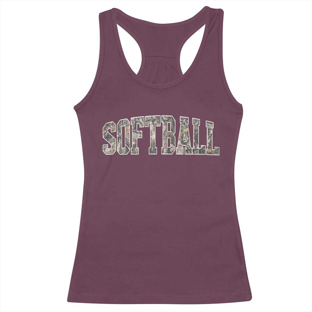 Camo Softball Racerback Tank Top Vintage Camouflage Softball Varsity Game Day TS10 Maroon Print Your Wear