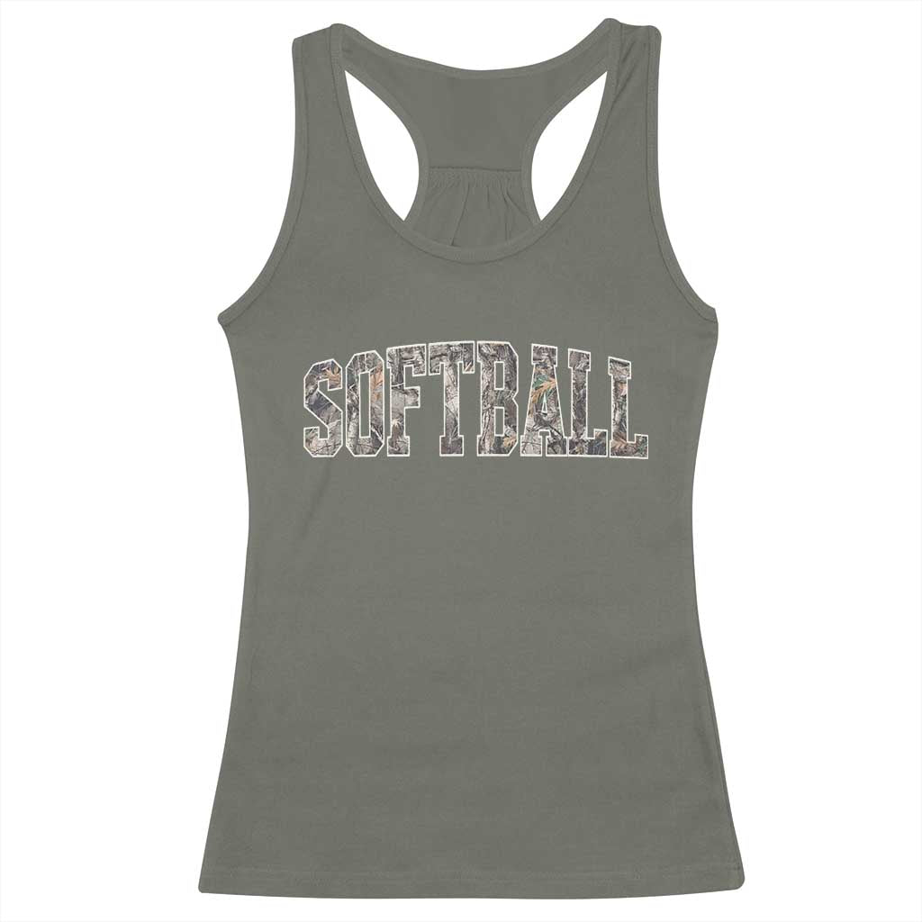 Camo Softball Racerback Tank Top Vintage Camouflage Softball Varsity Game Day TS10 Military Green Print Your Wear