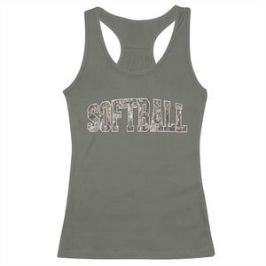 Camo Softball Racerback Tank Top Vintage Camouflage Softball Varsity Game Day TS10 Military Green Print Your Wear
