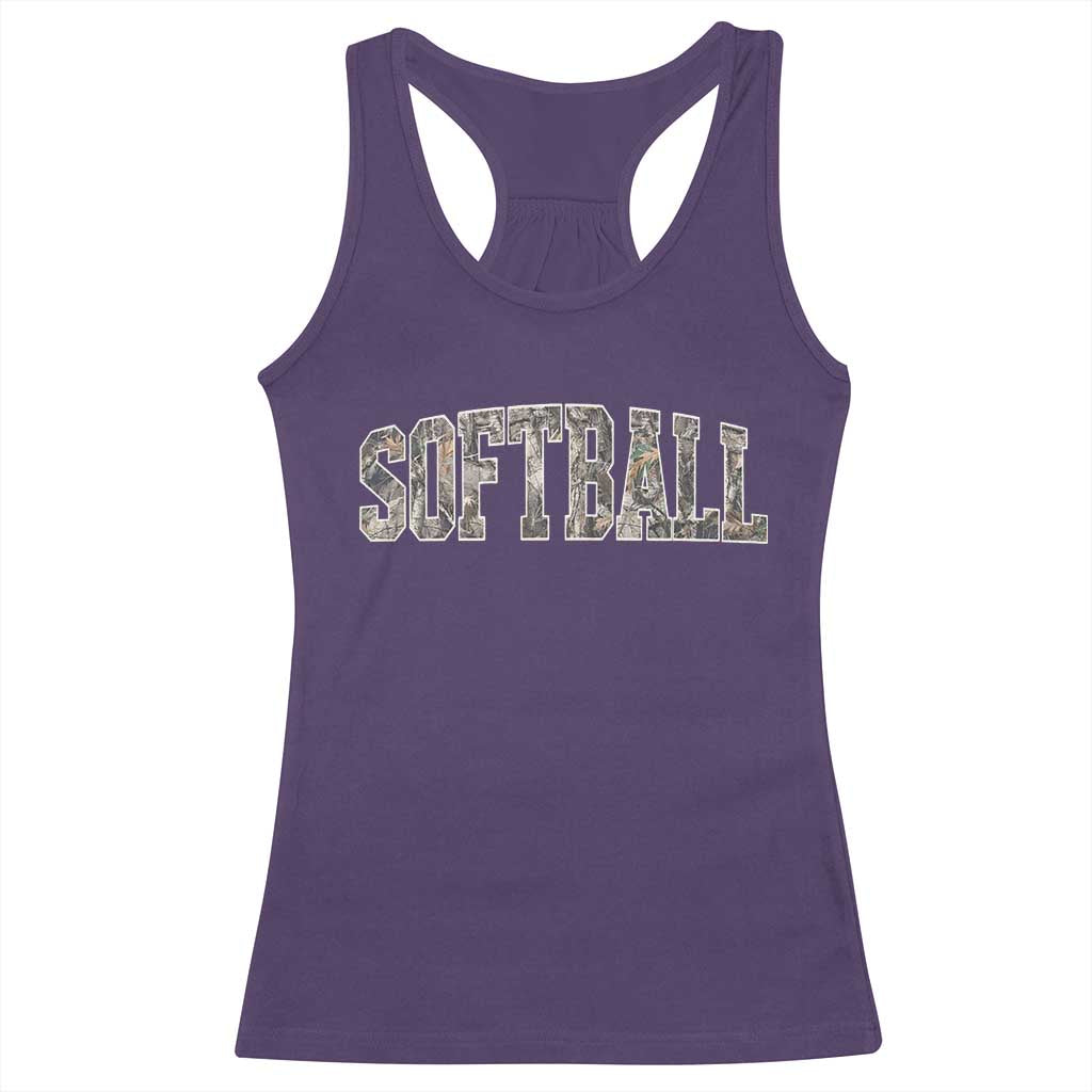Camo Softball Racerback Tank Top Vintage Camouflage Softball Varsity Game Day TS10 Purple Print Your Wear