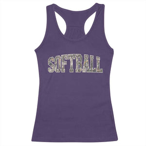 Camo Softball Racerback Tank Top Vintage Camouflage Softball Varsity Game Day TS10 Purple Print Your Wear