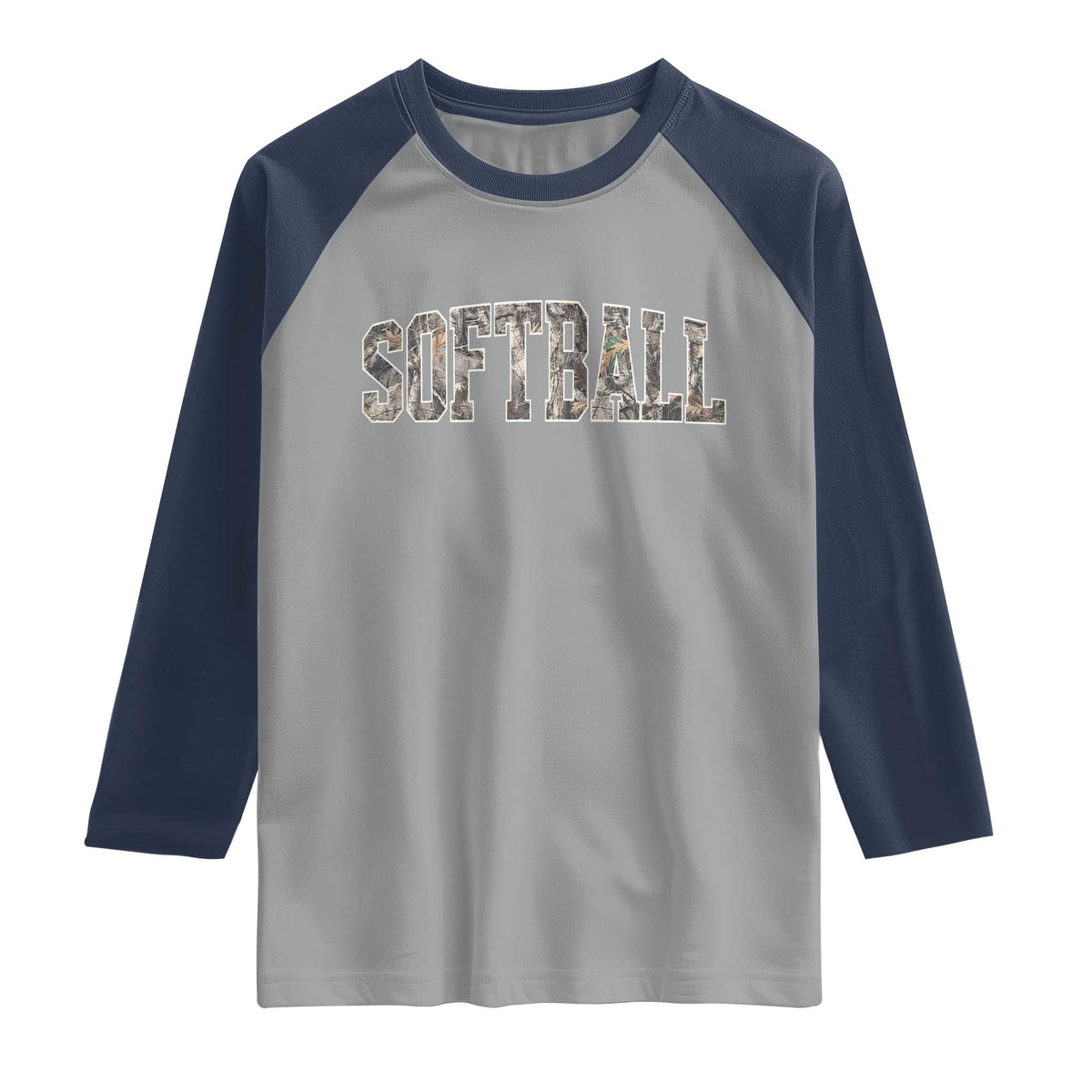 Camo Softball Raglan Shirt Vintage Camouflage Softball Varsity Game Day TS10 Sport Gray Navy Print Your Wear