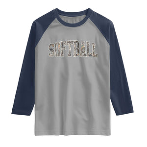 Camo Softball Raglan Shirt Vintage Camouflage Softball Varsity Game Day TS10 Sport Gray Navy Print Your Wear