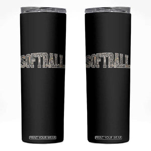 Camo Softball Skinny Tumbler Vintage Camouflage Softball Varsity Game Day TS10 Black Print Your Wear