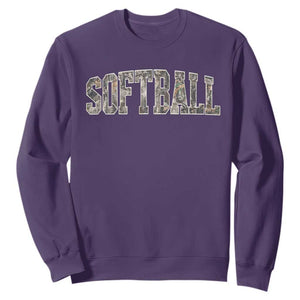 Camo Softball Sweatshirt Vintage Camouflage Softball Varsity Game Day TS10 Purple Print Your Wear