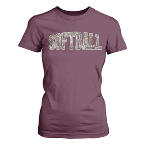 Camo Softball T Shirt For Women Vintage Camouflage Softball Varsity Game Day TS10 Maroon Print Your Wear