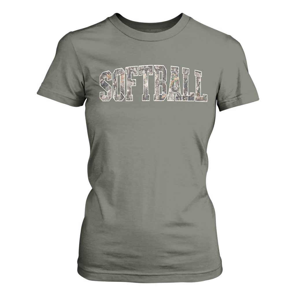 Camo Softball T Shirt For Women Vintage Camouflage Softball Varsity Game Day TS10 Military Green Print Your Wear