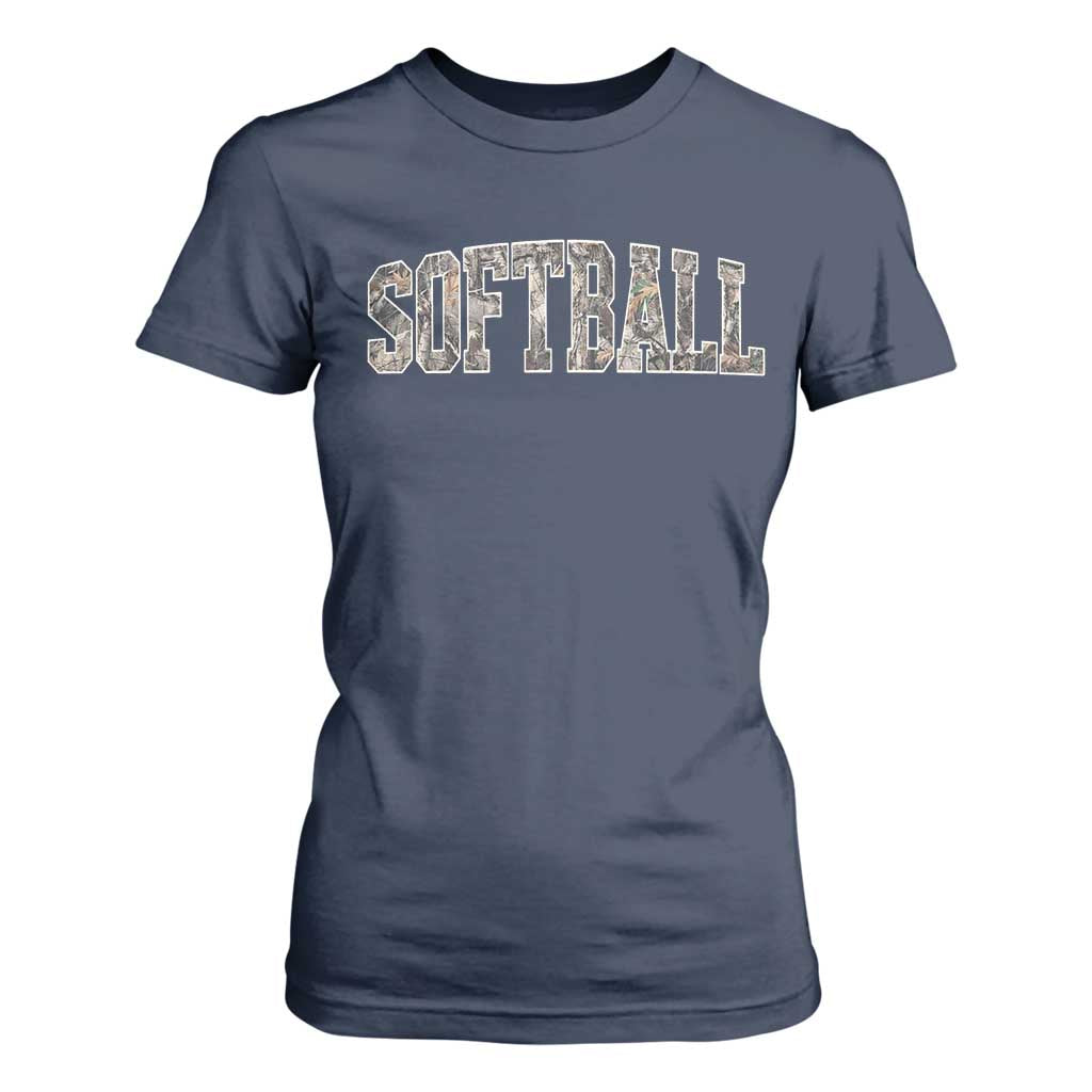 Camo Softball T Shirt For Women Vintage Camouflage Softball Varsity Game Day TS10 Navy Print Your Wear