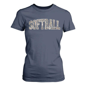 Camo Softball T Shirt For Women Vintage Camouflage Softball Varsity Game Day TS10 Navy Print Your Wear